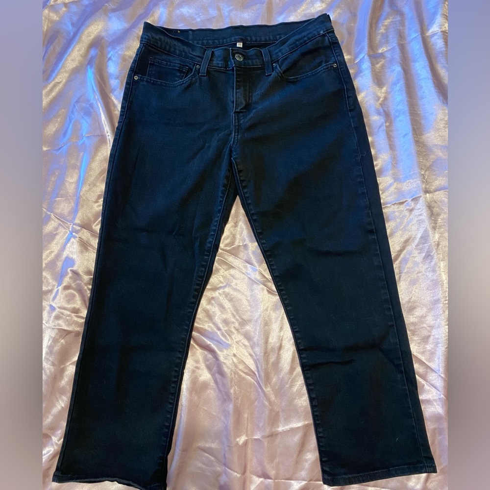 Levi’s black straight jeans.